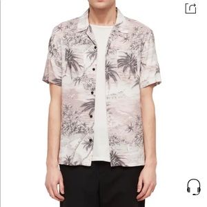 All Saints Tiki Slim Fit Print Camp Shirt